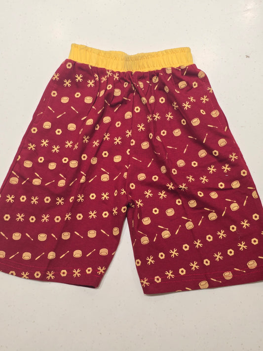 Maroon Printed Cotton Shorts for Boys