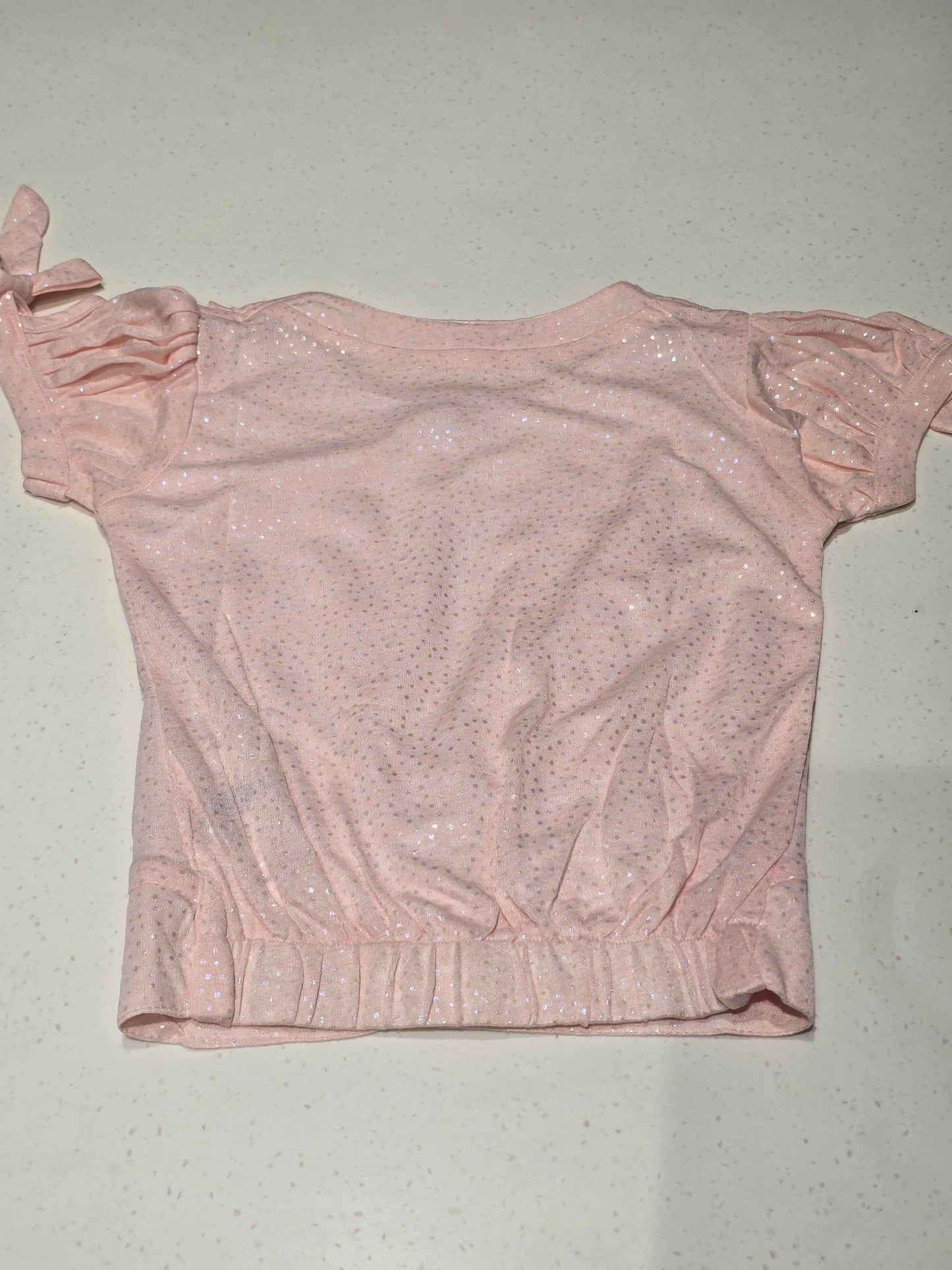 Imported Material peach color western top with round neck