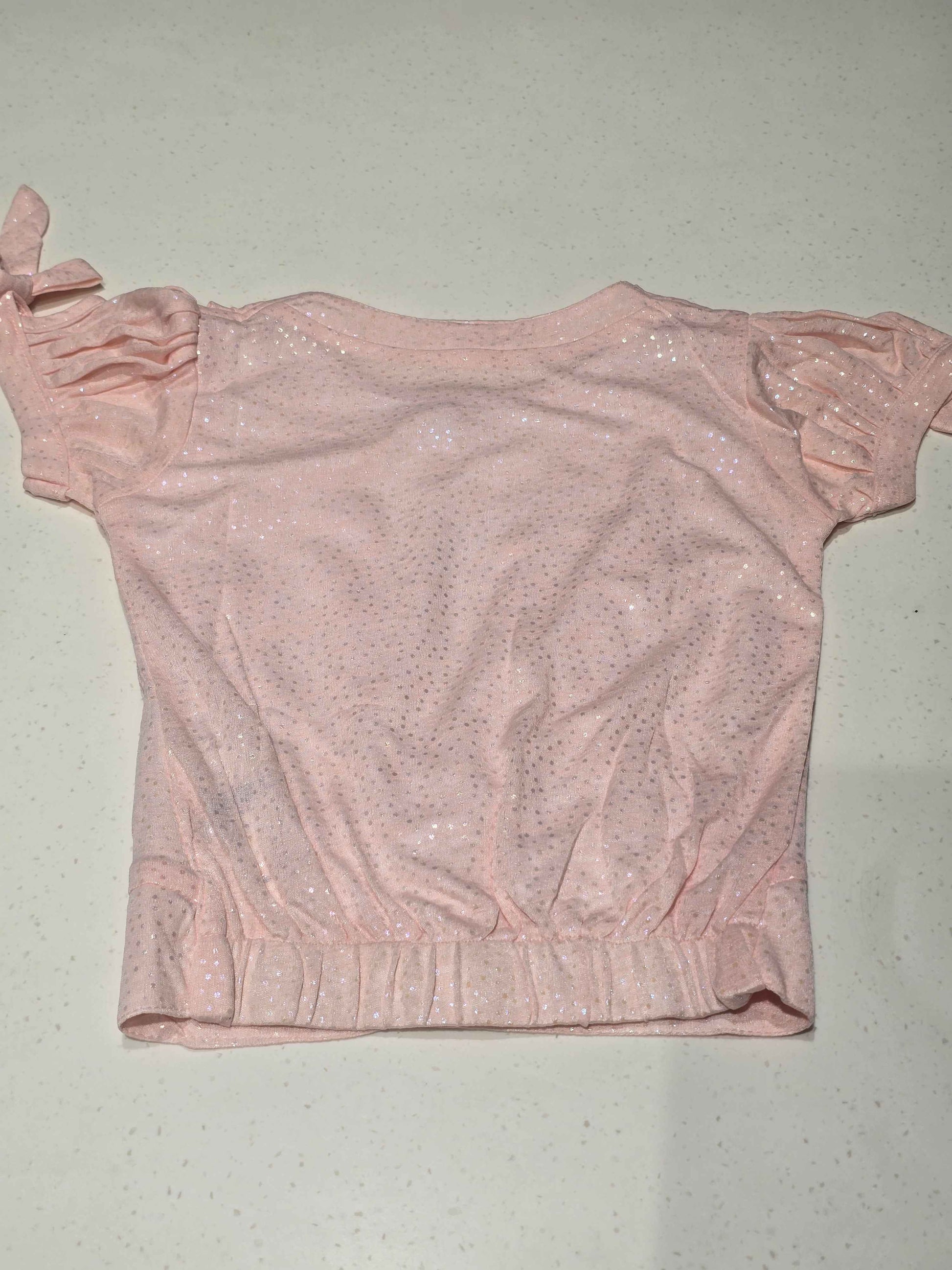 Imported Material peach color western top with round neck