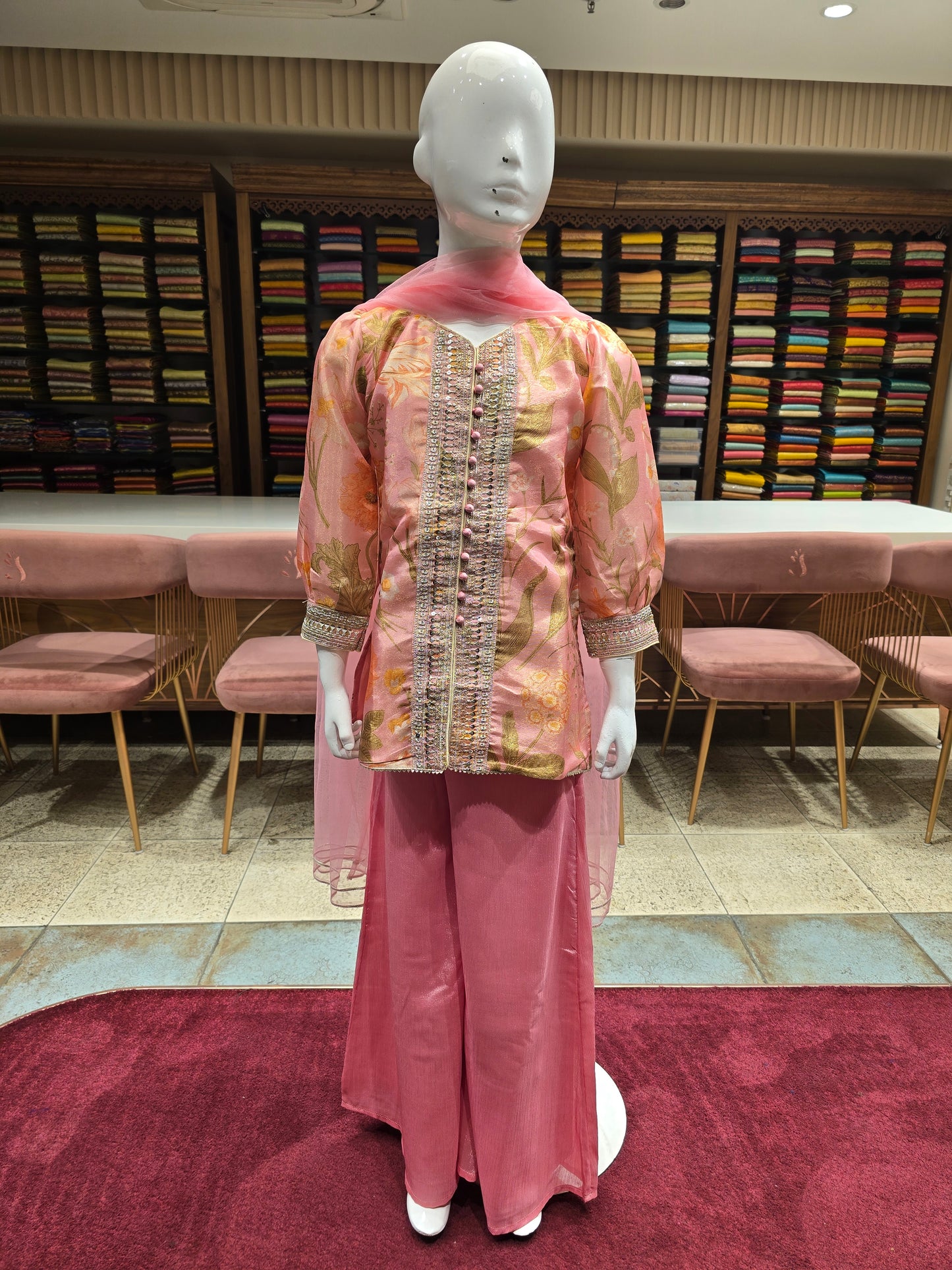 Baby Pink Printed Palazzo Set for Girls