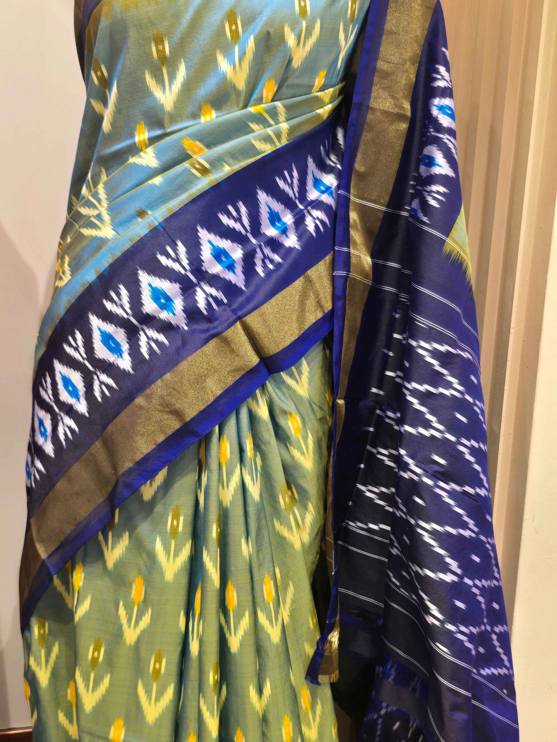 Pure ikkat saree with gatti border