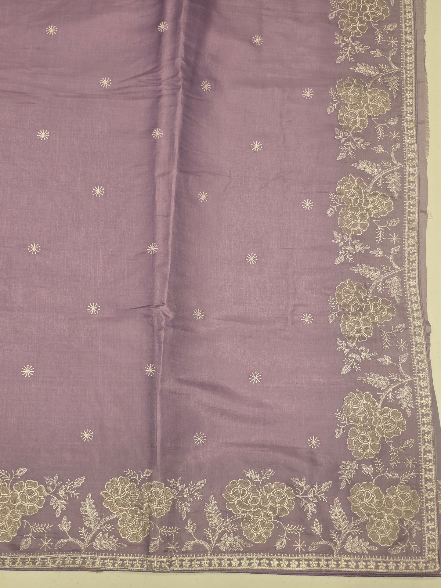 Soft Tussar Saree with White Embroidery