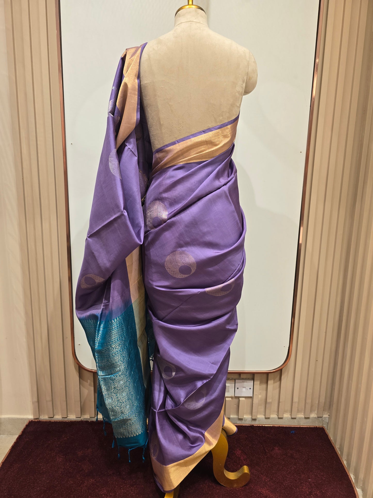 Lavender Sky Blue Pure Soft Silk Saree