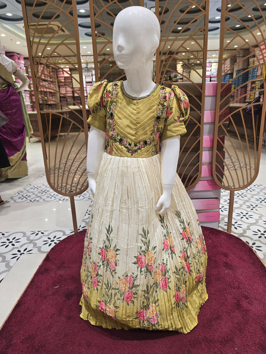 Dual Colour Crepe Ethnic Gown for Girls