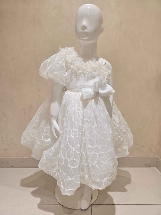 White Organza Baby Frock for Girls