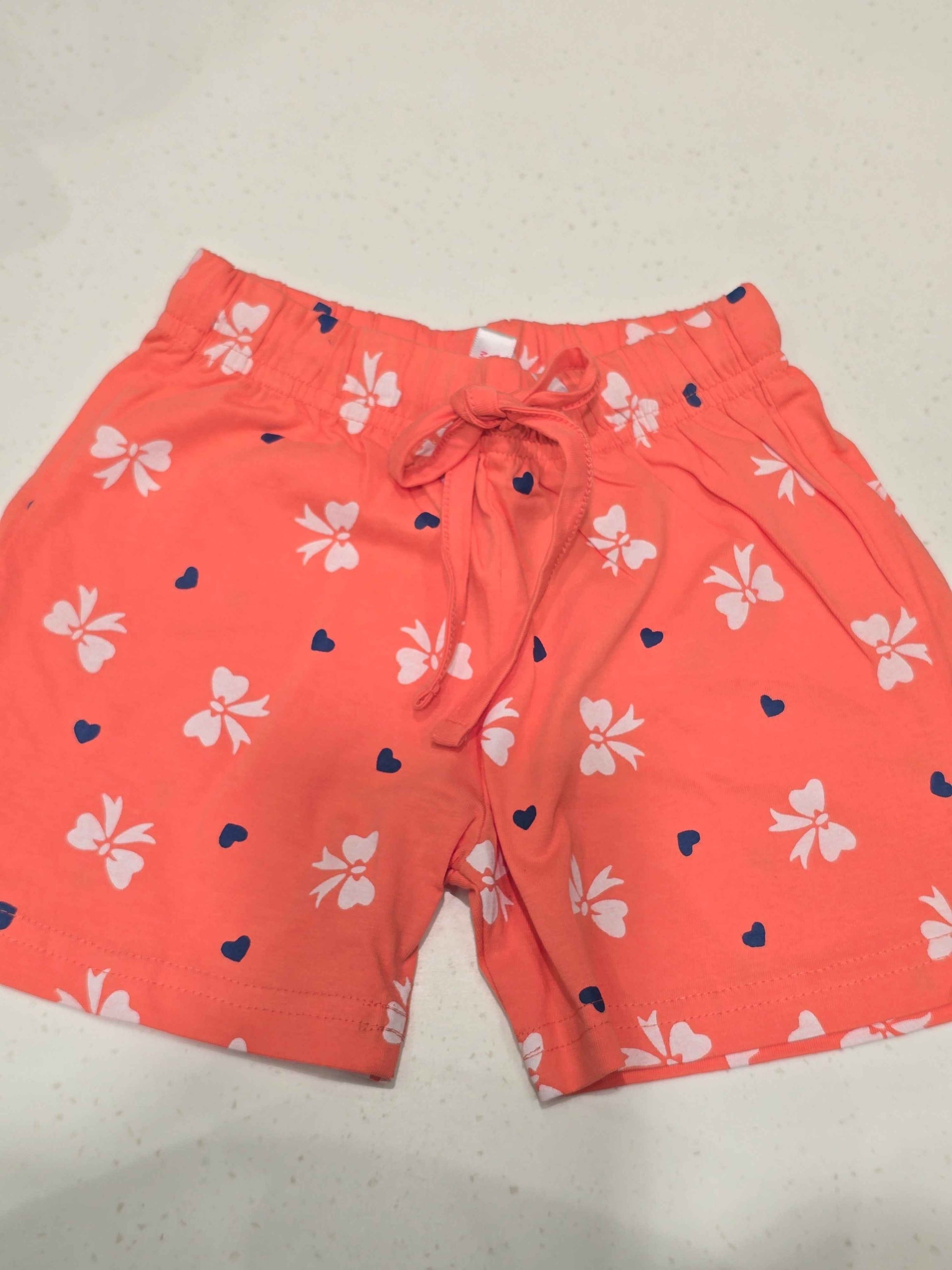 Printed Cotton material orange color shorts for girl