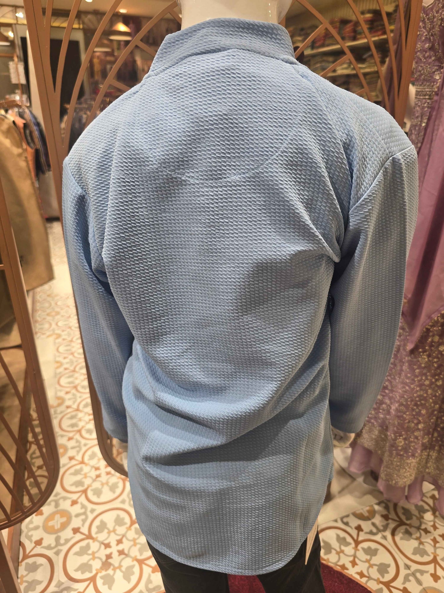 Lycra cotton material sky blue colour with blue colour sturg set