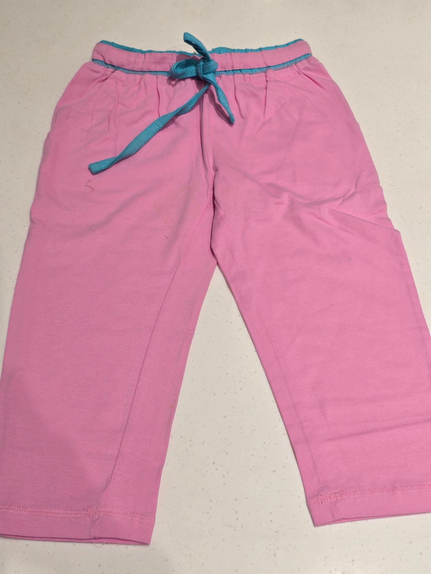 pink cotton capri pants for girls,