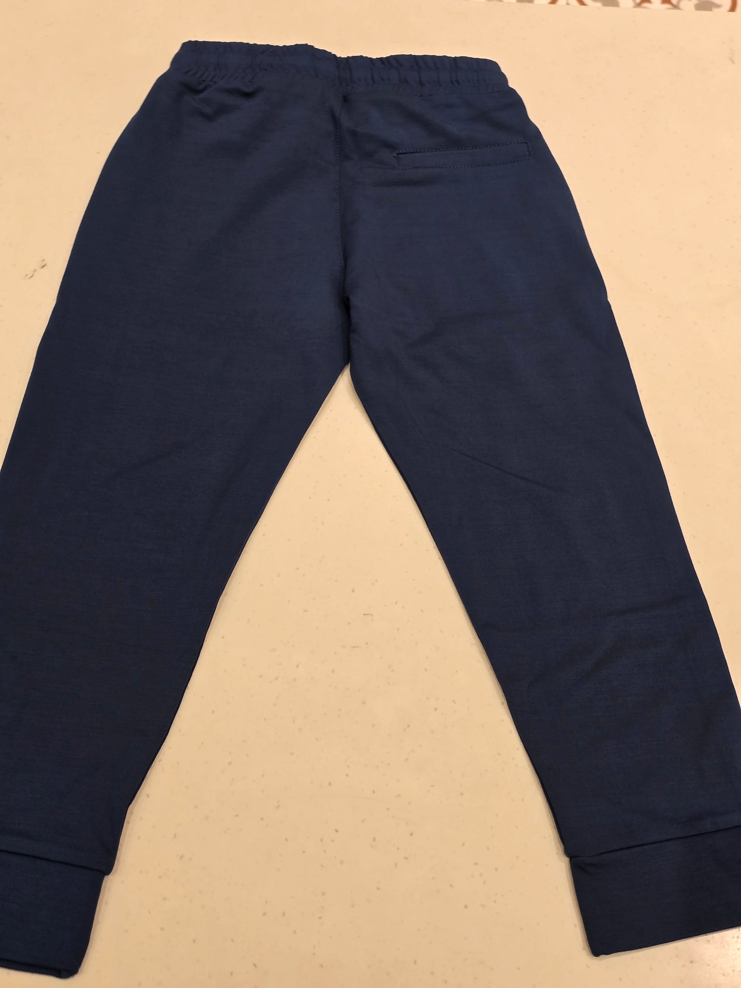 Jersey material denim blue color casual pant for boys