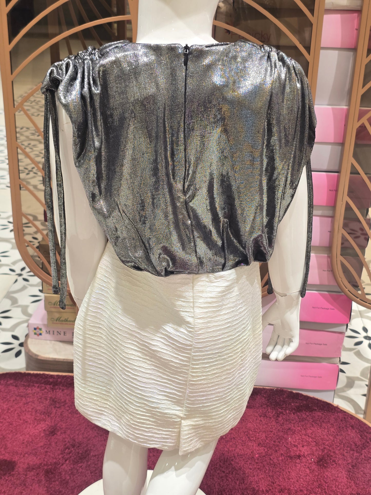 Girls Satin Bodycon Dress with Designer Sleeves