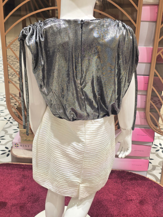Girls Satin Bodycon Dress with Designer Sleeves