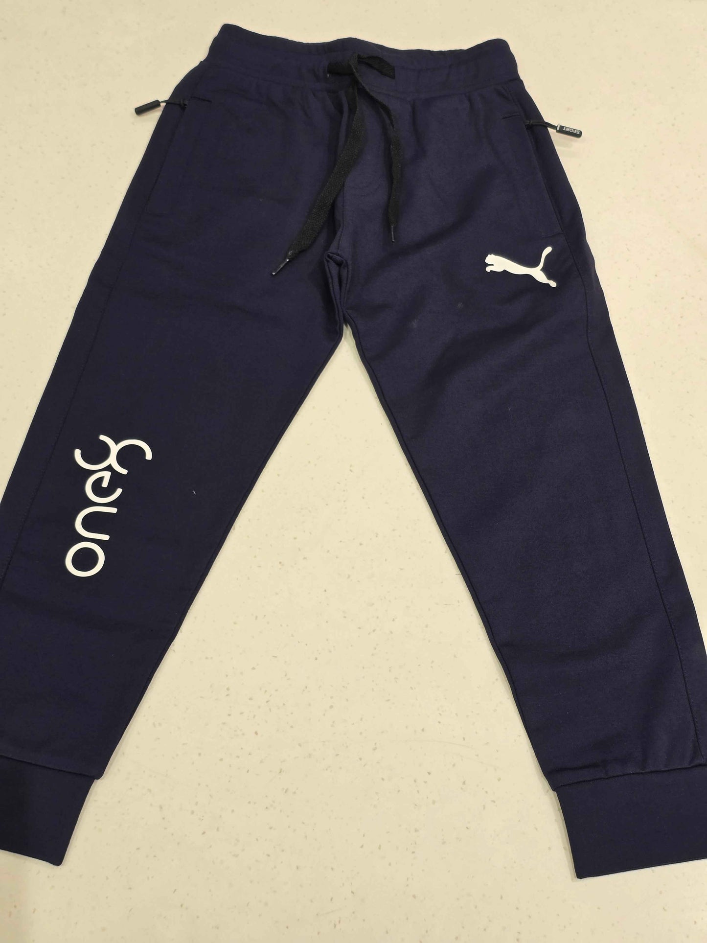 Jersey material denim blue color casual wear pant with round Elasticable