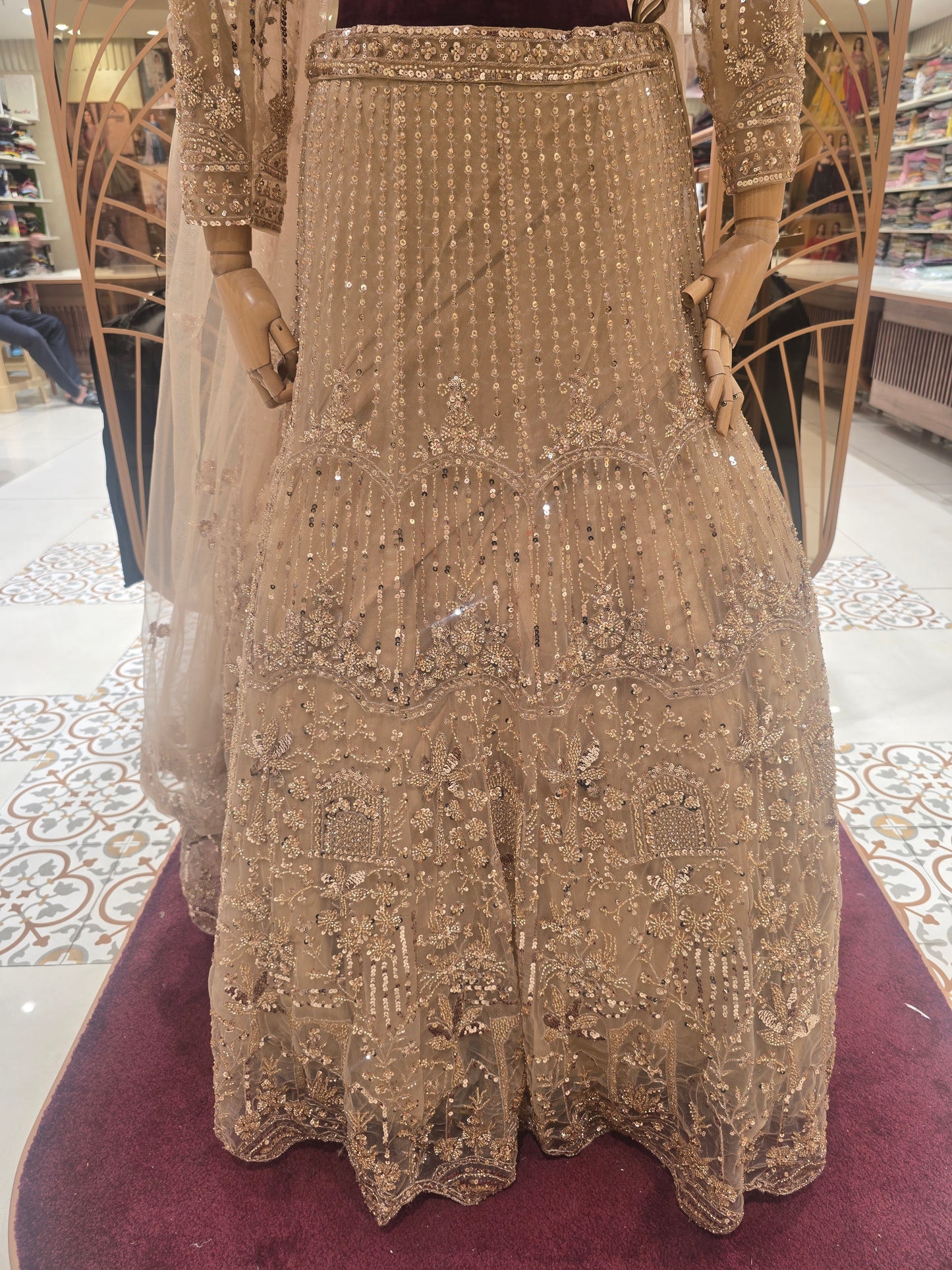 Pink Knitted Bridal Lehenga Set