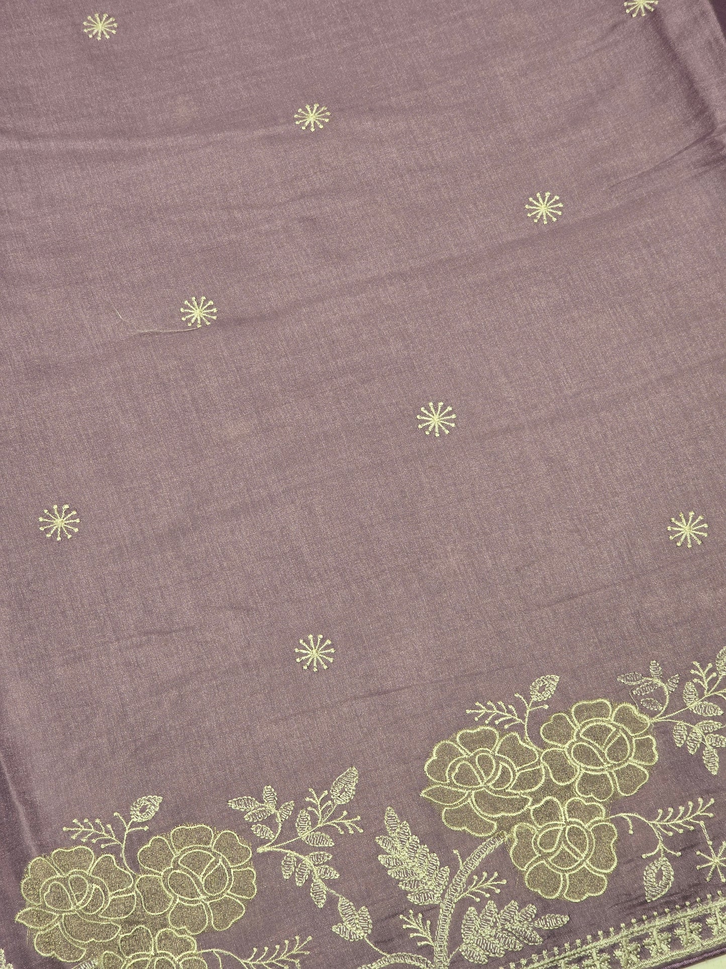 Soft Tussar Saree with White Embroidery