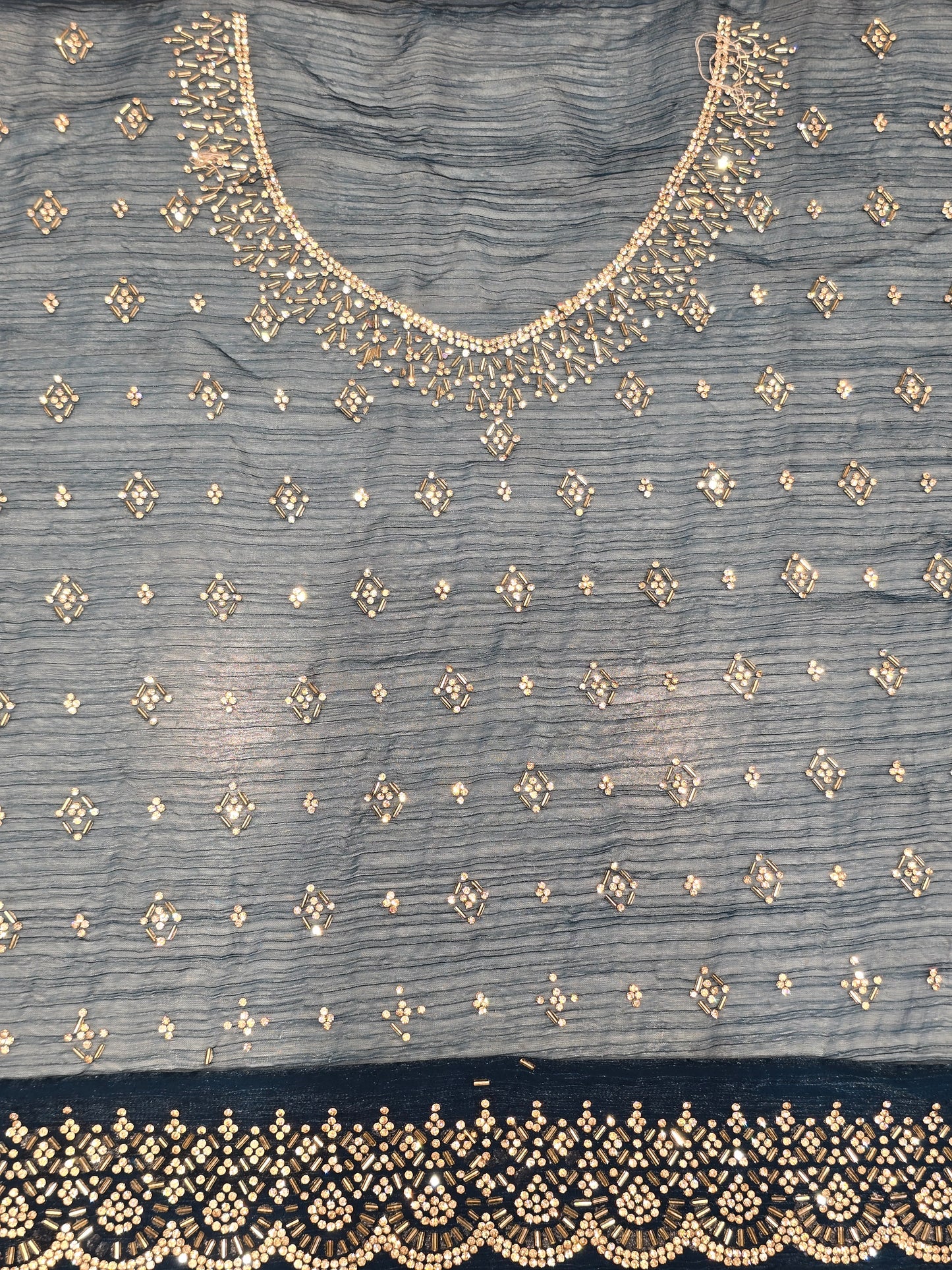 Stone work with leharia design and rich blouse