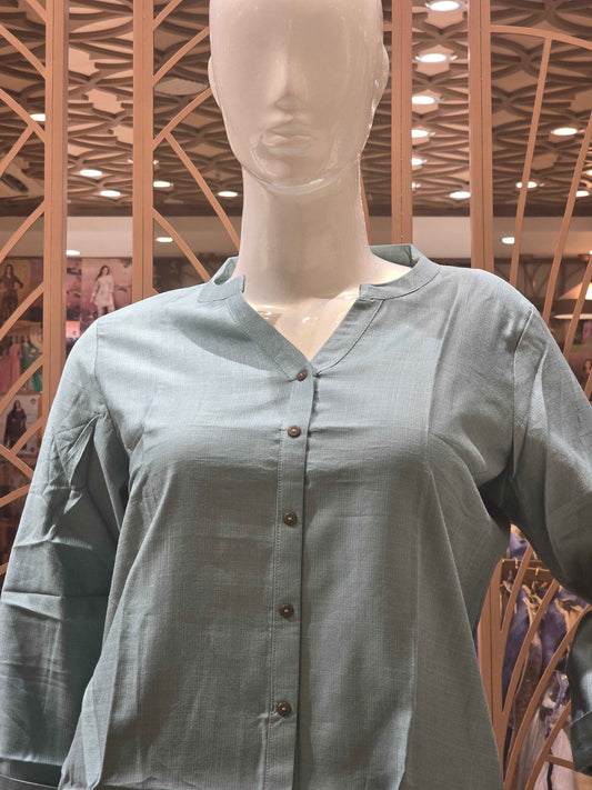 Lenin material greenish colour short kurti for women