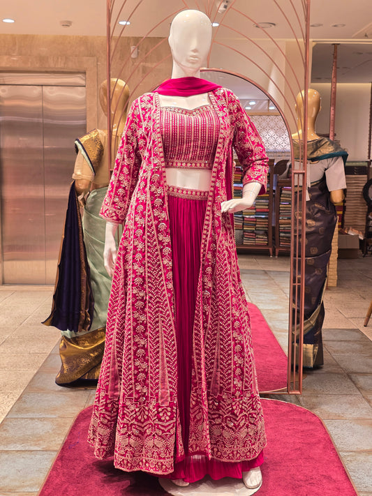 Pink Georgette Party Wear Lehenga Set