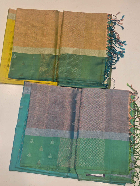 Pure handloom softsilk with Tissue border and rich pallu