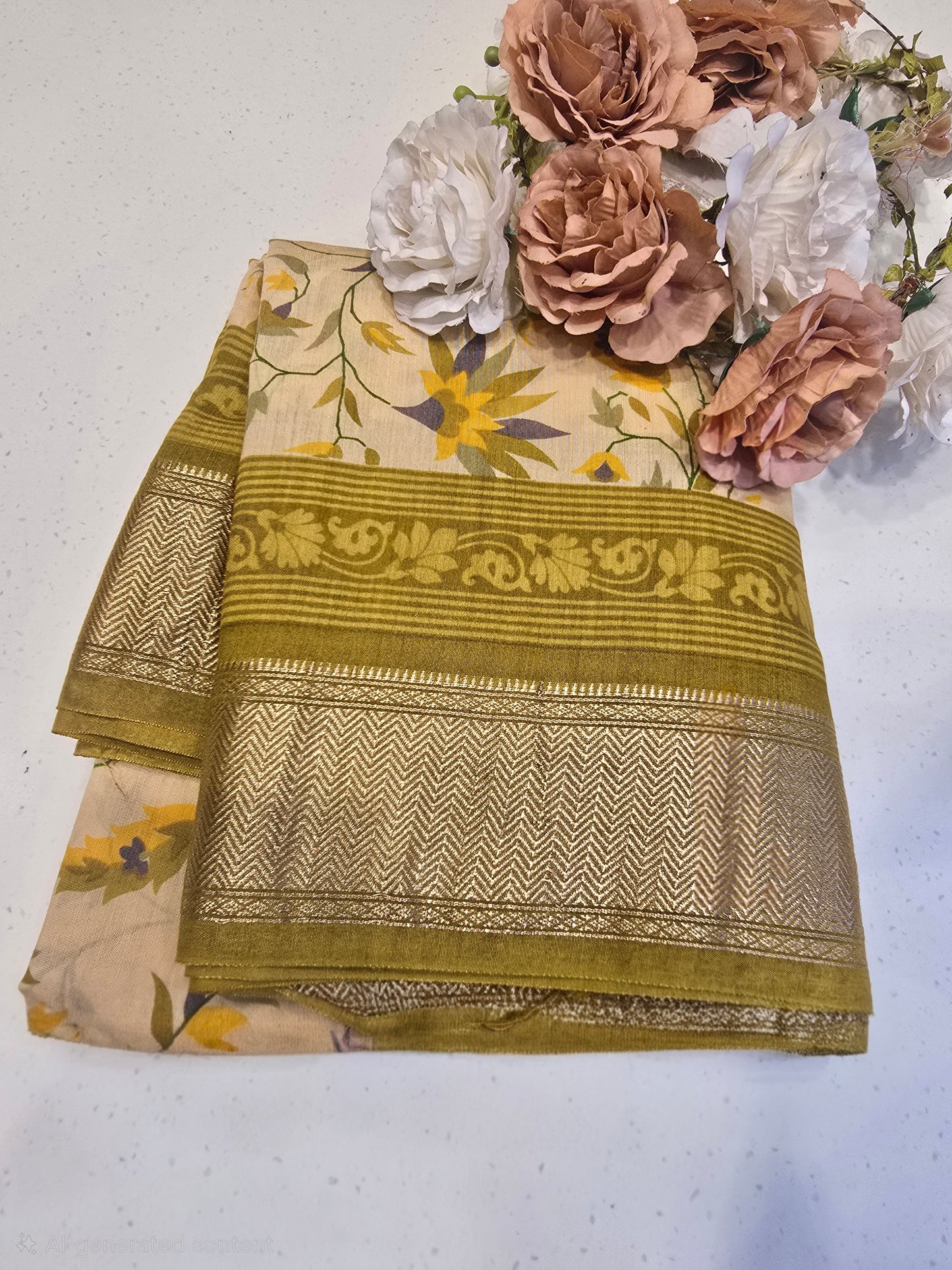Soft Printed Cotton Saree with Gatti Border | Lightweight Festive & Daily Wear Saree