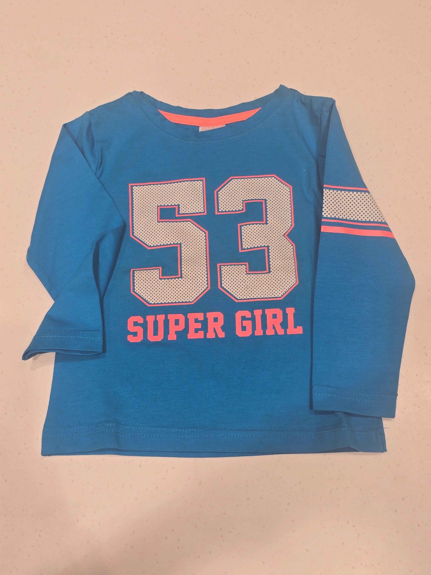 Girls Blue Cotton Full Sleeve T Shirt