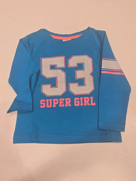 Girls Blue Cotton Full Sleeve T Shirt