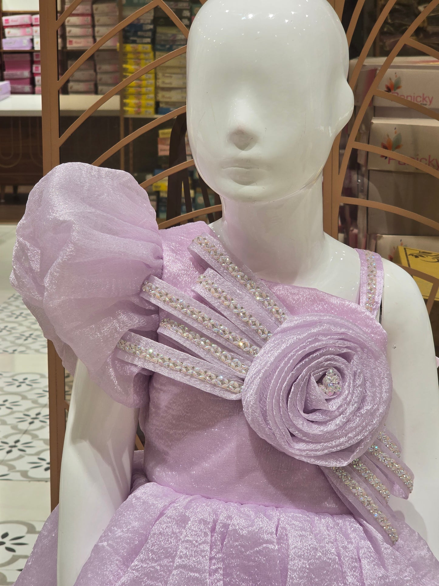 Organza One-Shoulder Baby Frock for Girls Size