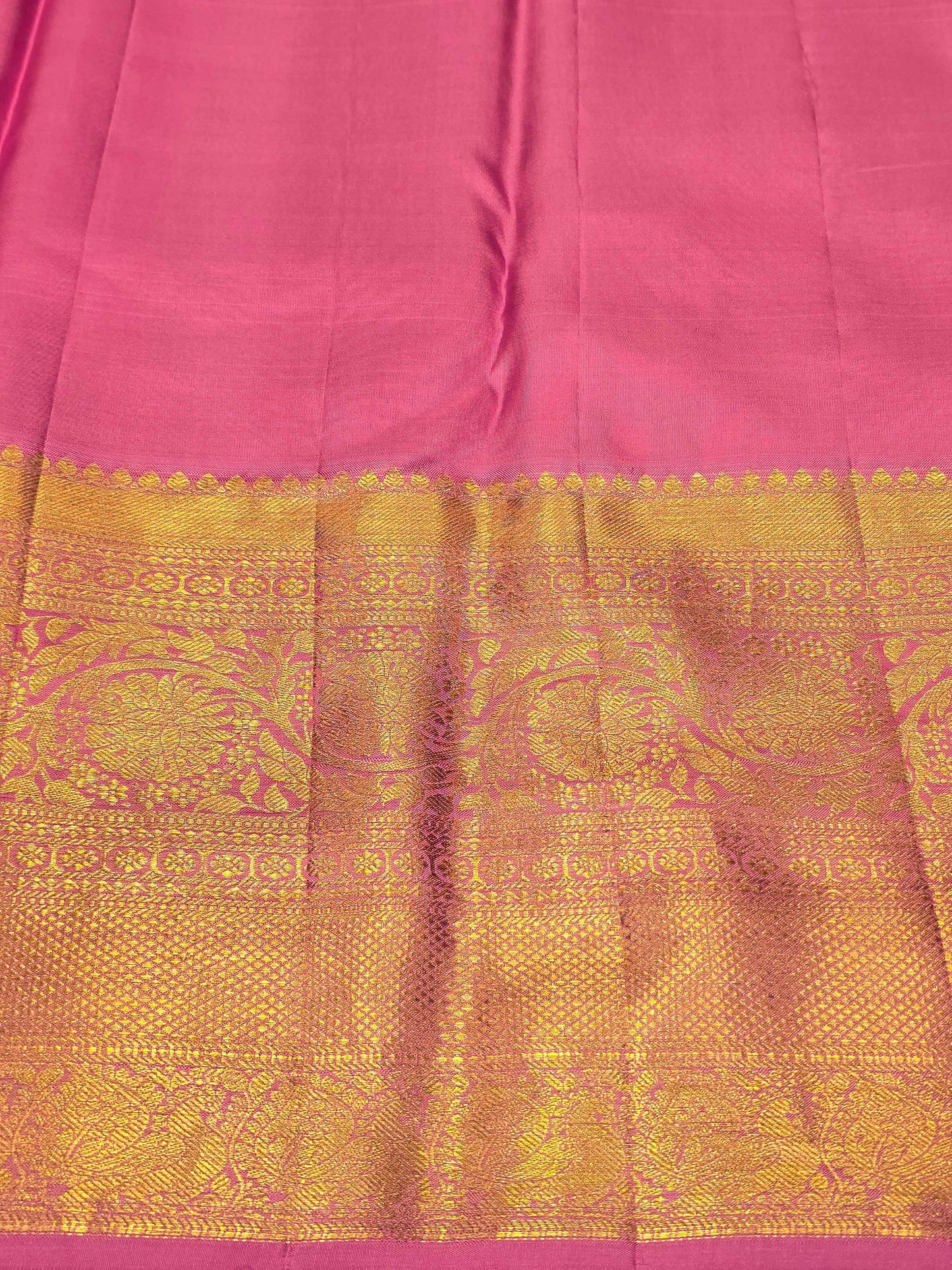 Pure handloom kanjivaram brocade silk baby pink colour self saree with fancy silver design over the body and rich pallu