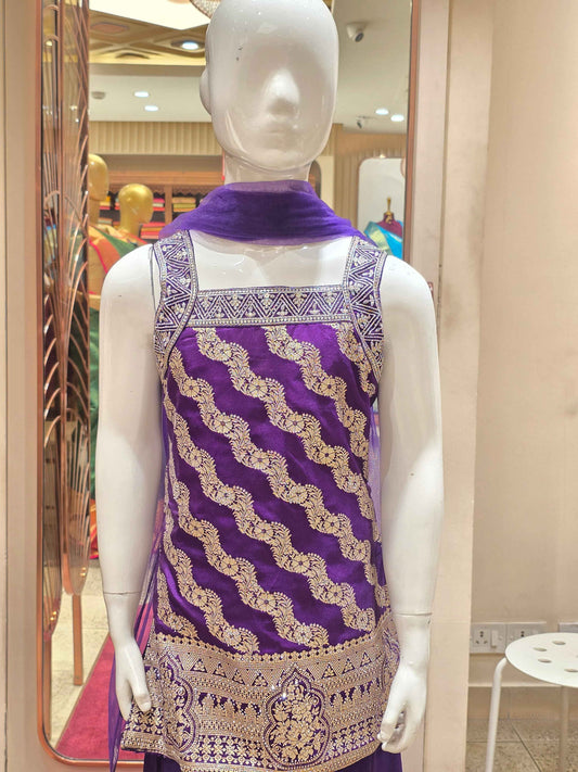 elegant purple ethnic sharara/palazzo suit set,