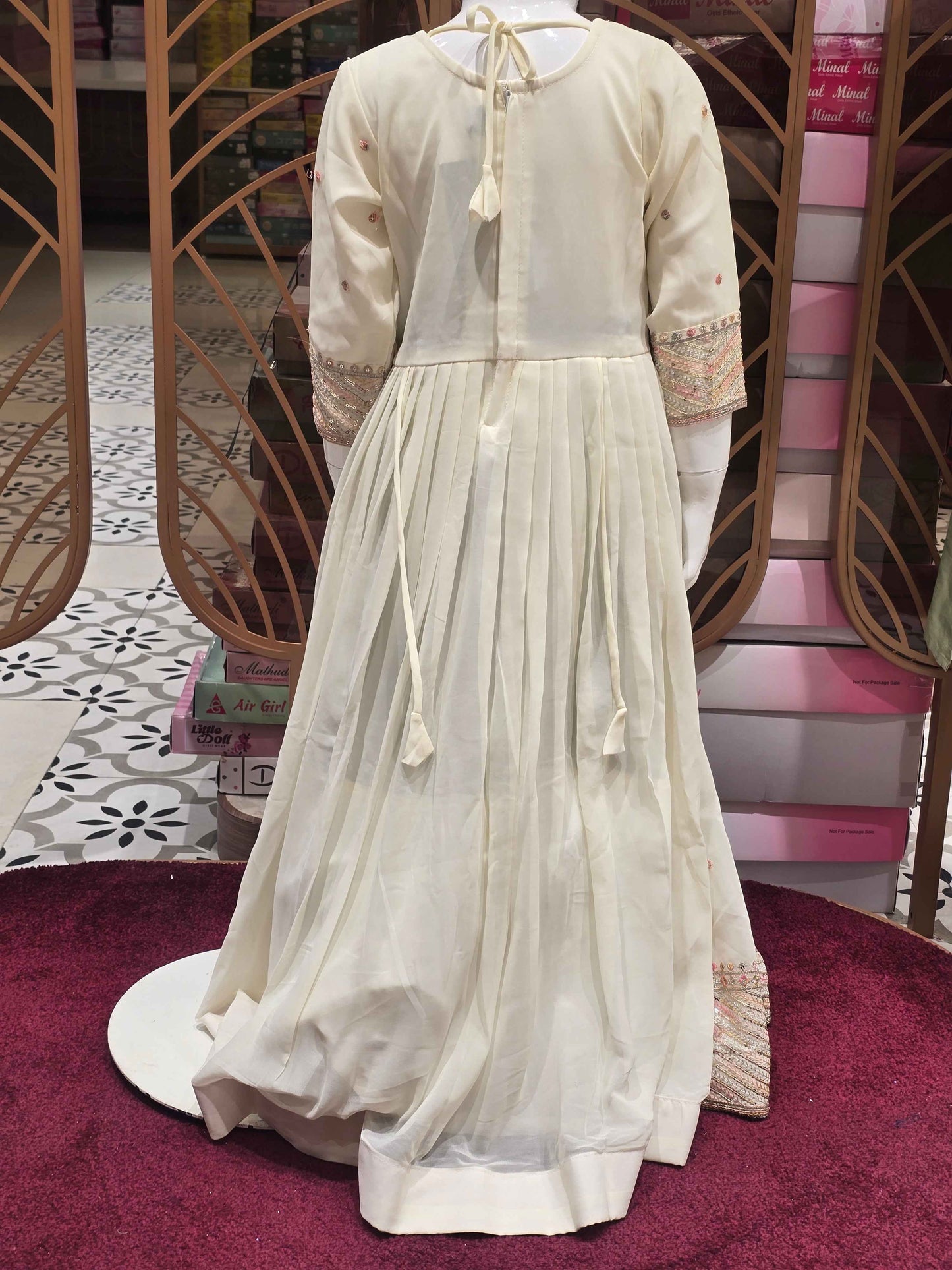 Chiffon material Teel blue color Anarkali kurta with zari embroidery