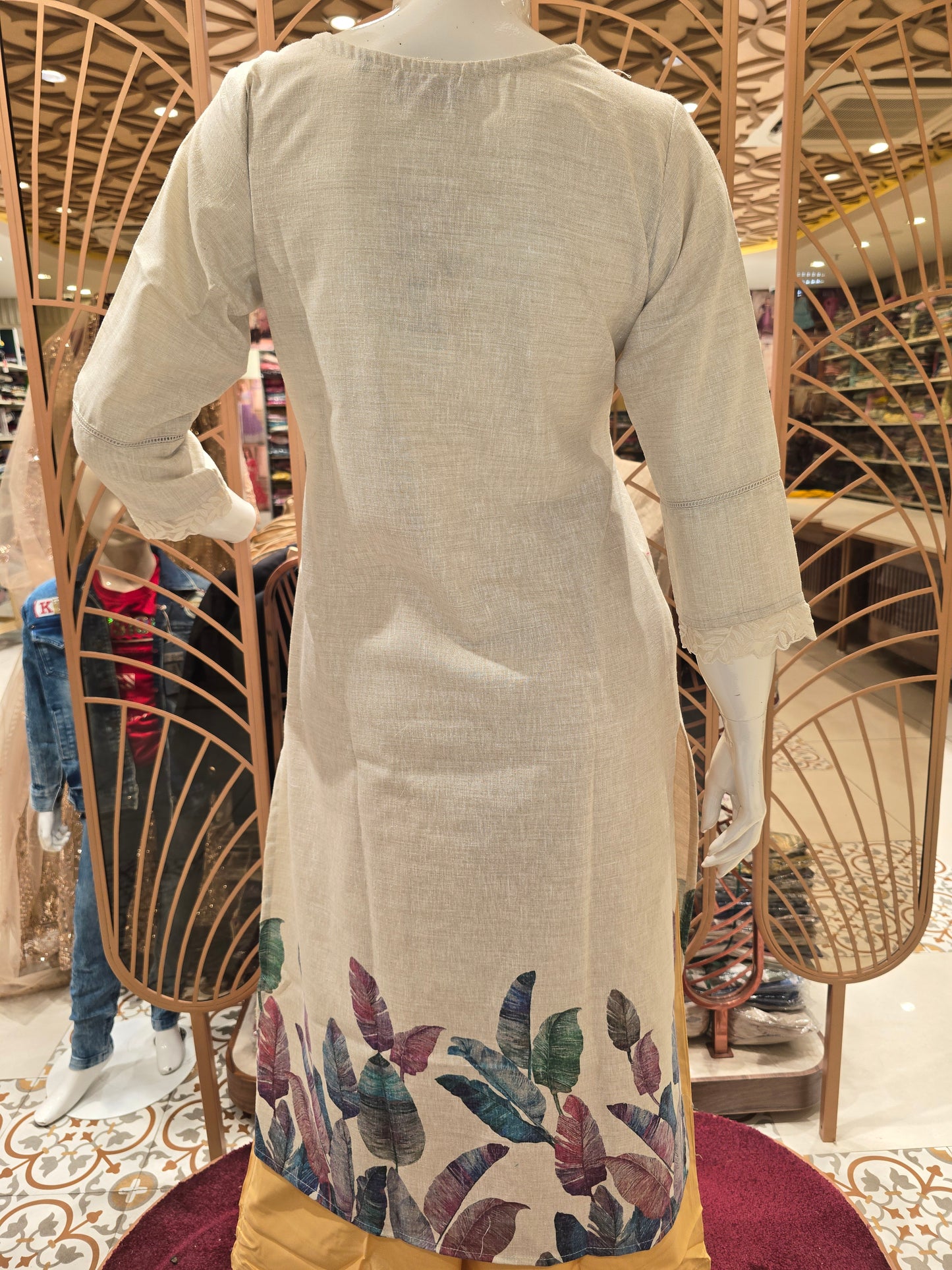 Women Ivory Cream Linen Cotton Straight Top