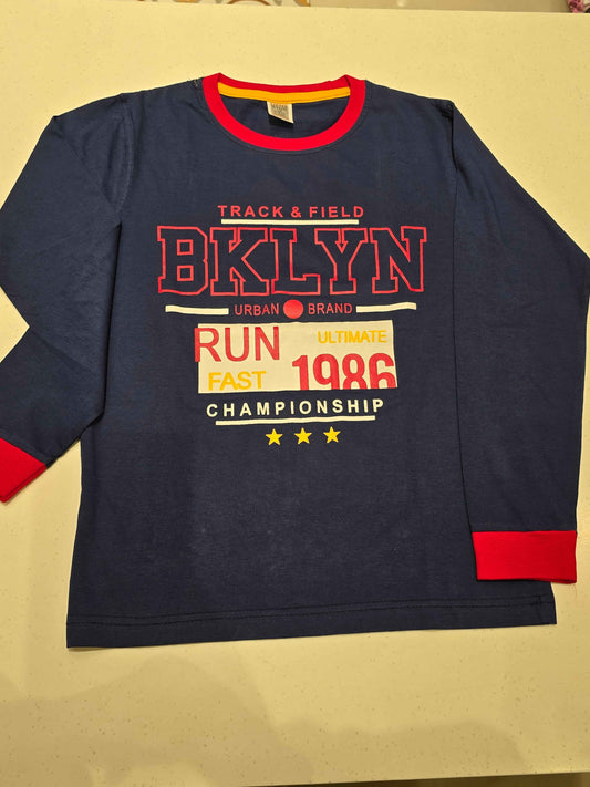 navy blue regular-fit long-sleeve graphic T-shirt for boys