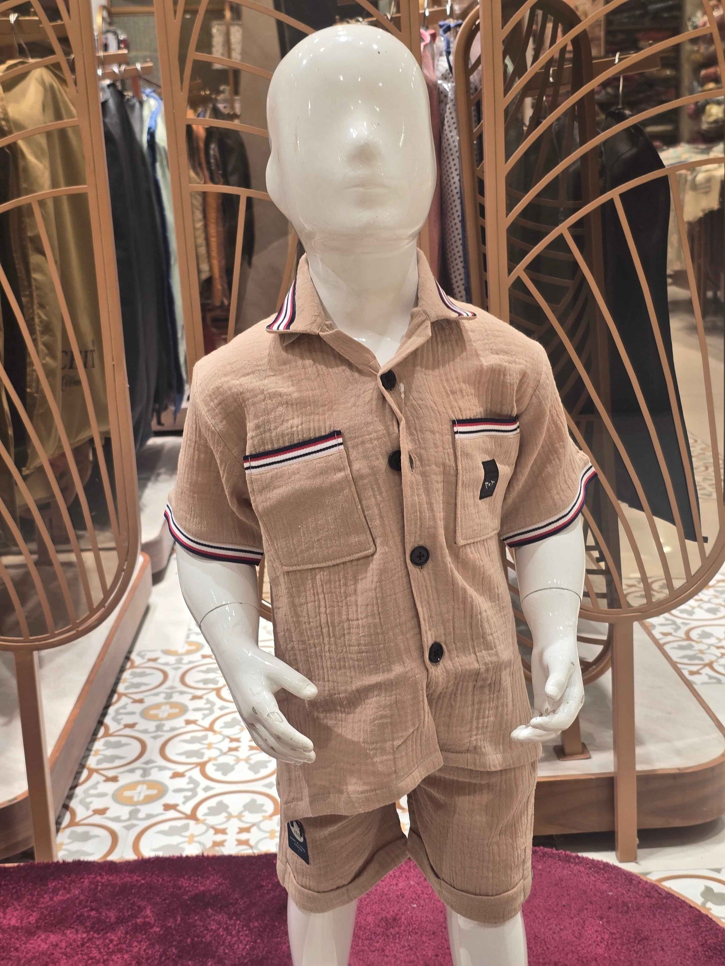 Imported Material light brown  colour capri set with half sleeves