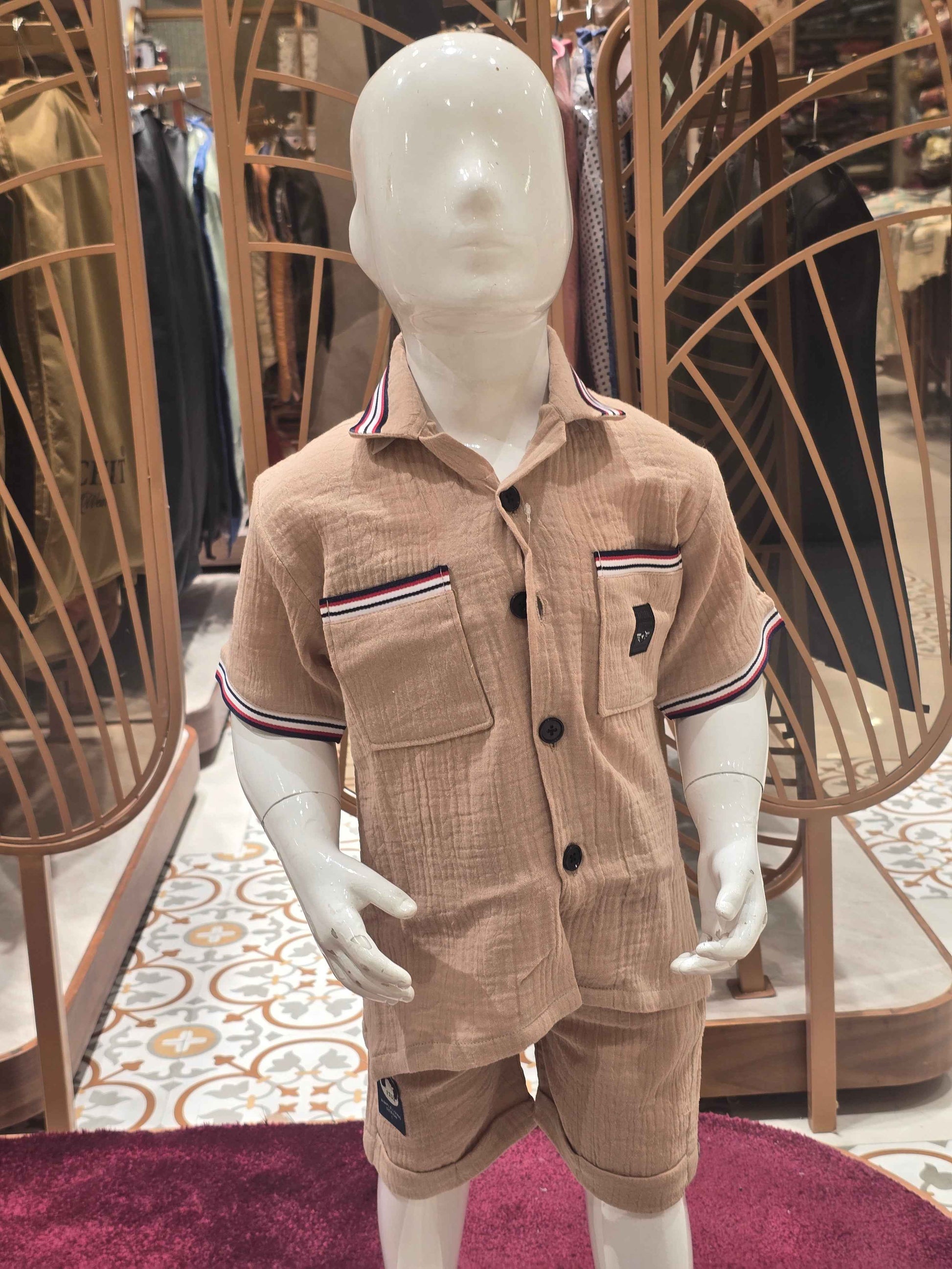 Imported Material light brown  colour capri set with half sleeves