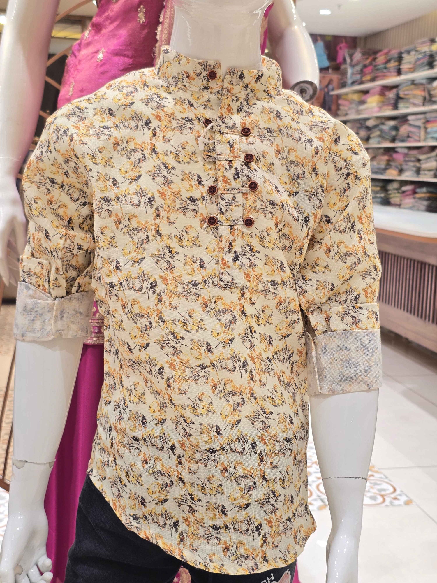 Boys Multi Colour Printed Lycra Short Kurta