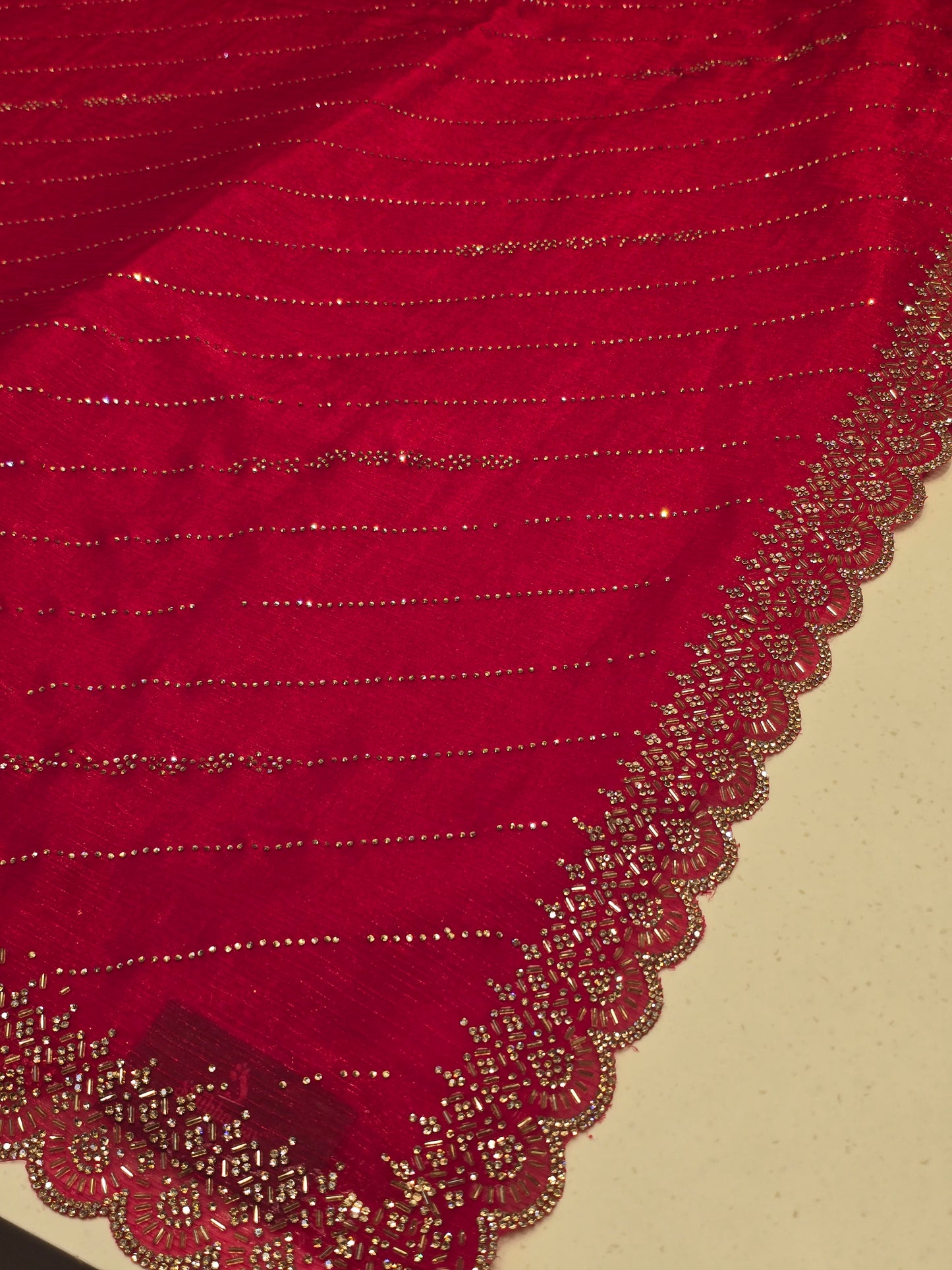 Stone work with leharia design and rich blouse