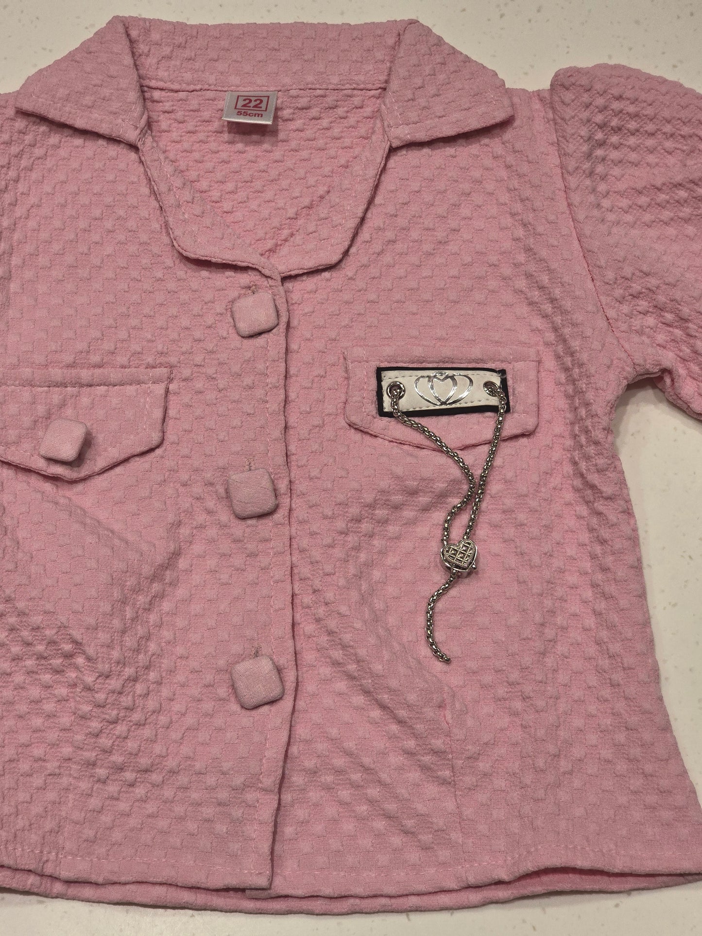 Girls Stretchable Brooch Buff Sleeve T Shirt