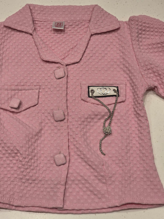 Girls Stretchable Brooch Buff Sleeve T Shirt