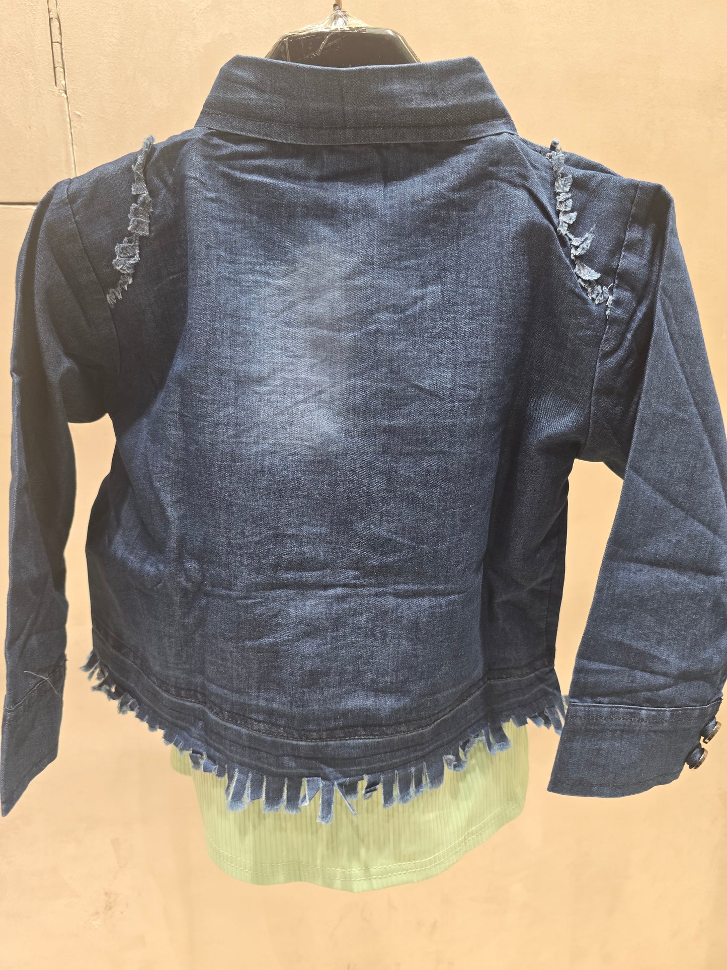 Girl Blue Denim Jacket with Green T-Shirt Set