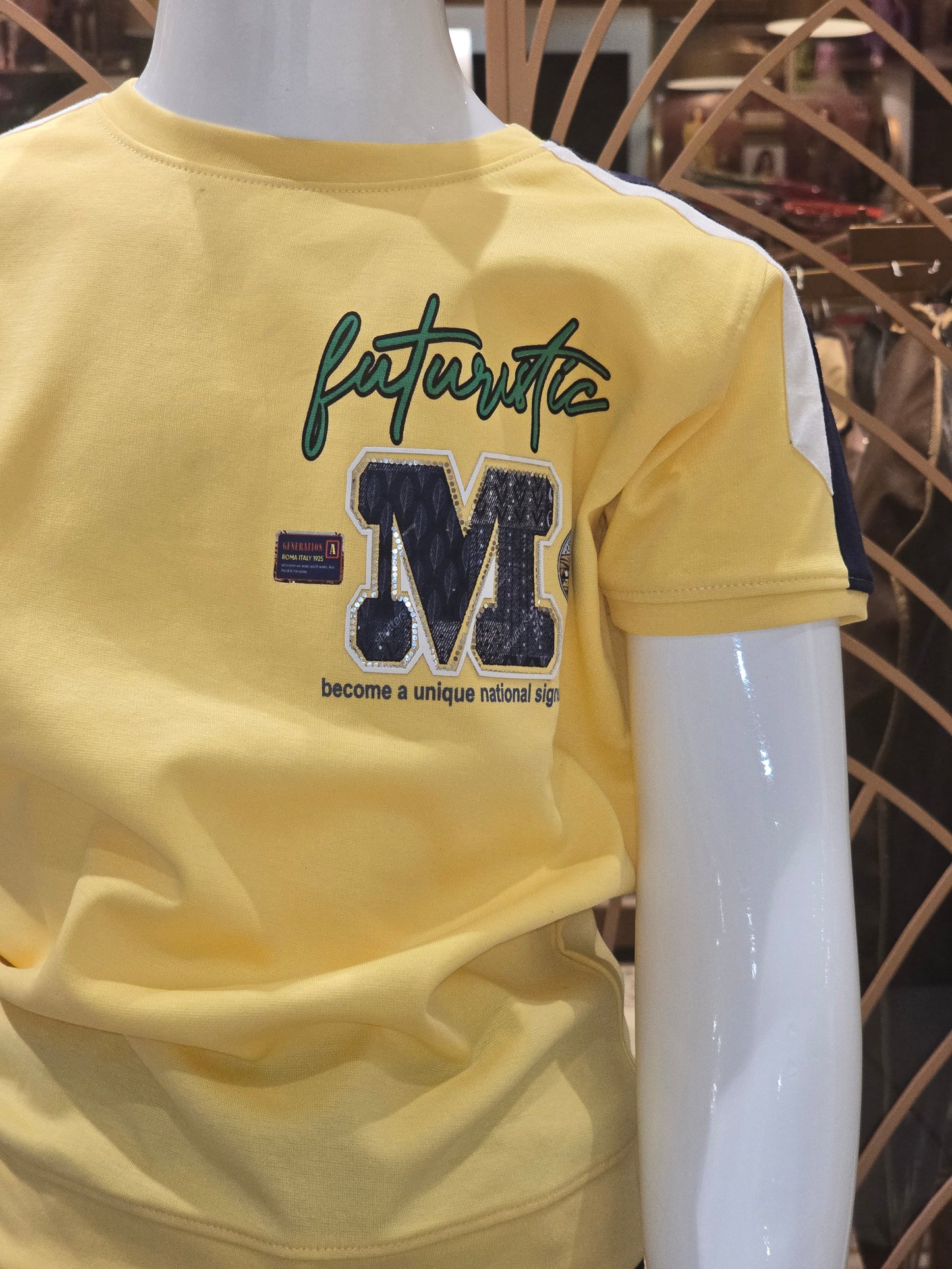 Boys Lemon Yellow Lycra Rubber Print T Shirt