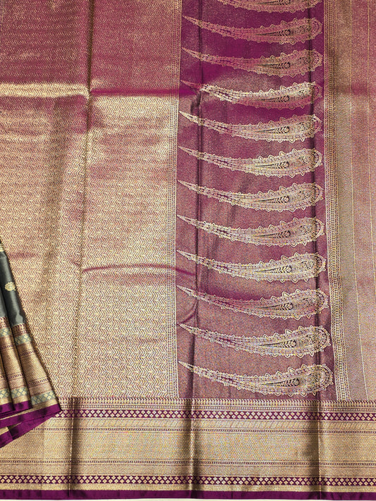 Semi Kanjivaram Saree with Gatti Border and Traditional Motifs