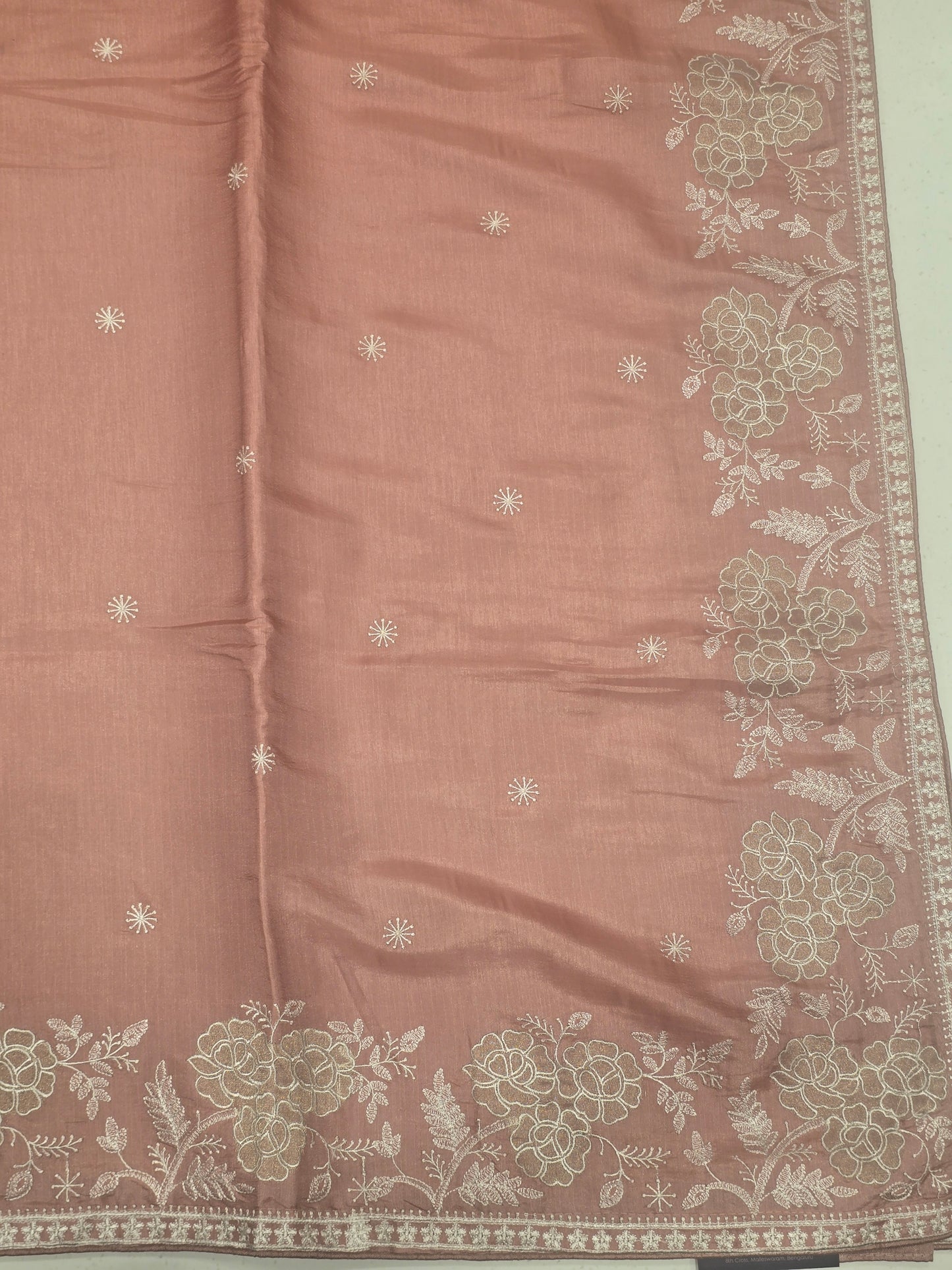 Soft Tussar Saree with White Embroidery