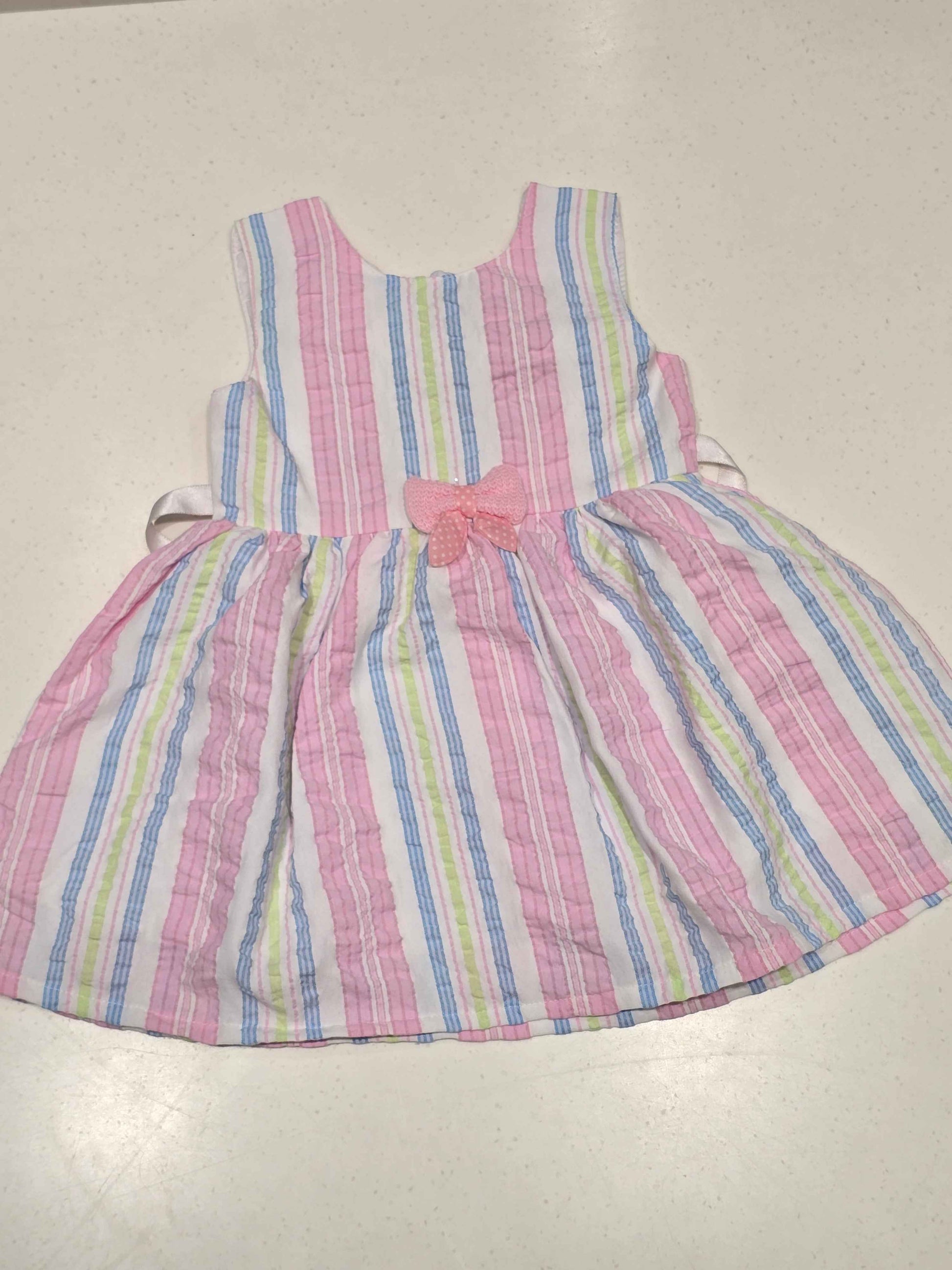 multicolor vertical striped cotton frock dress for baby girls