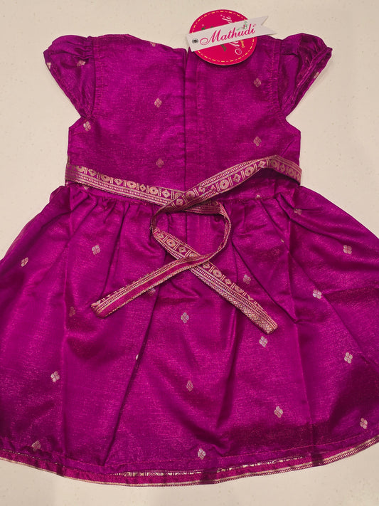 Tissue Material rani pink color traditional wear for baby girl