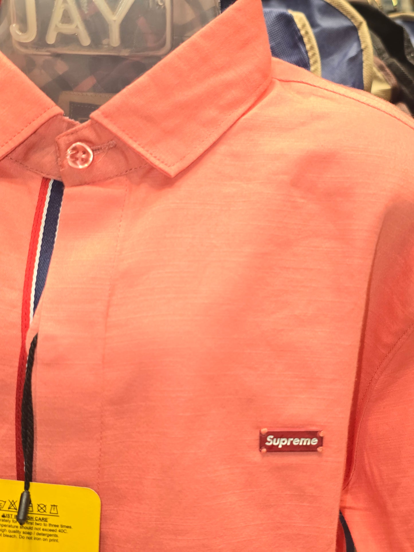 Boys Light Orange Cotton Shirt with Full Sleeves
