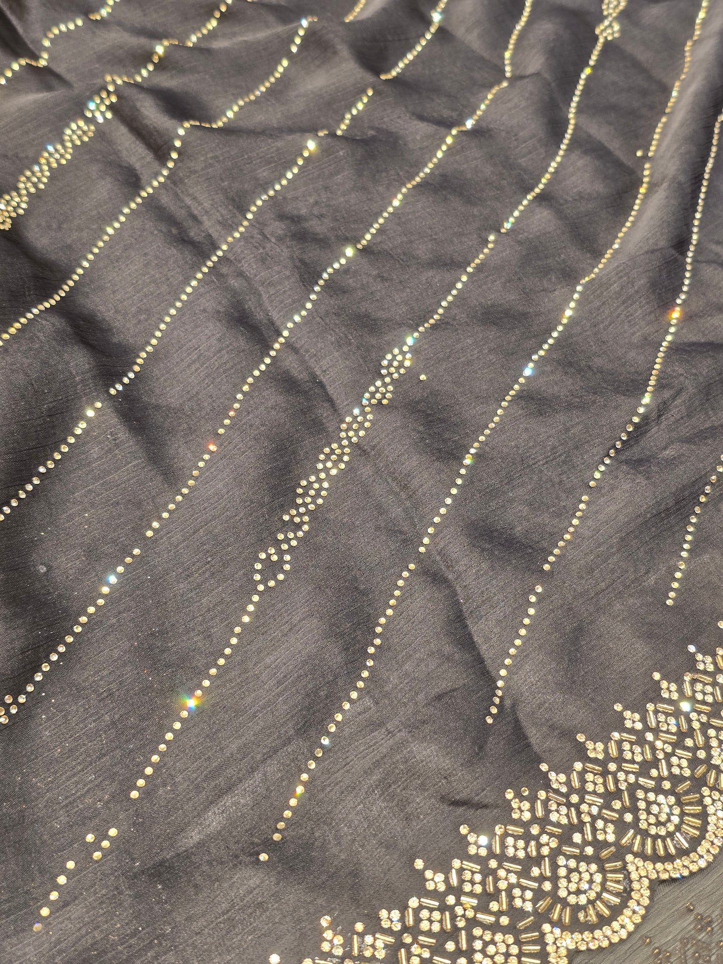 Stone work with leharia design and rich blouse