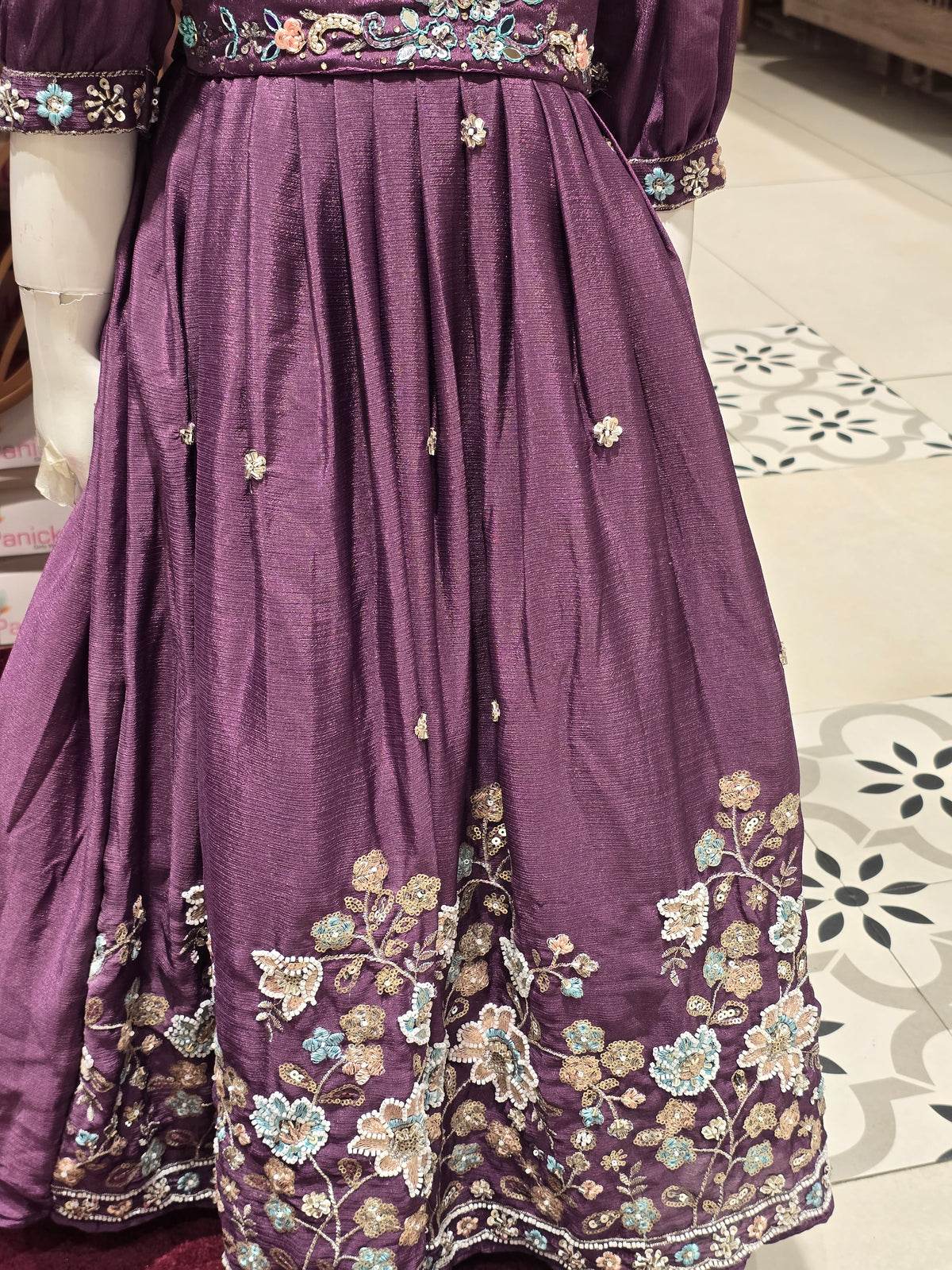Light Purple Crepe Ethnic Gown for Girls from .