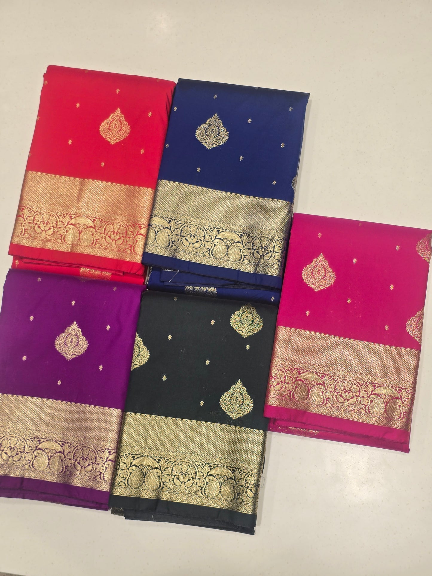 Semi Kanjivaram Silk Saree with Traditional Mango Border