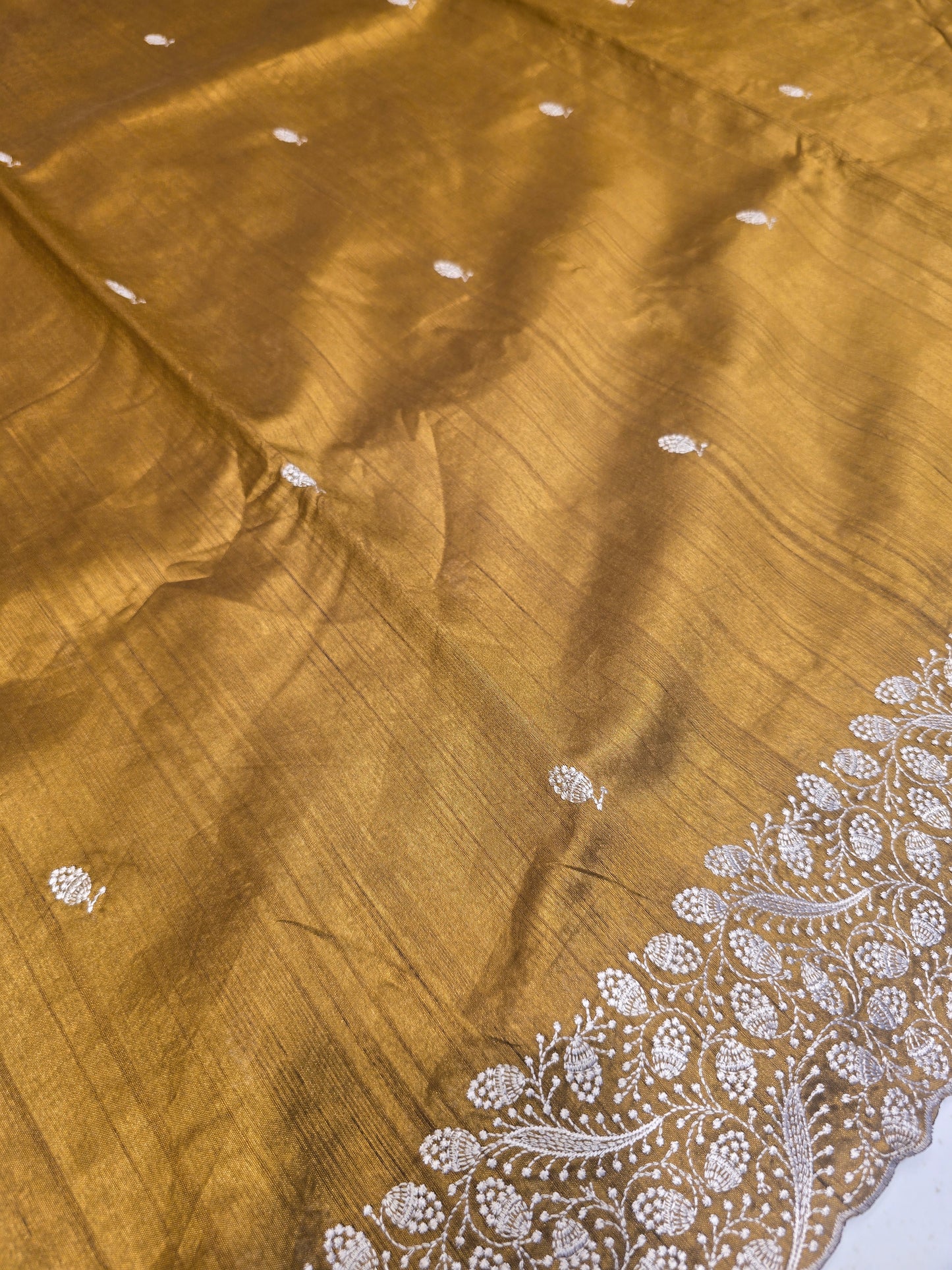 Tussar Silk Saree with Embroidery Motifs and Designer Border | Elegant Soft Drape | Daily & Festive Wear