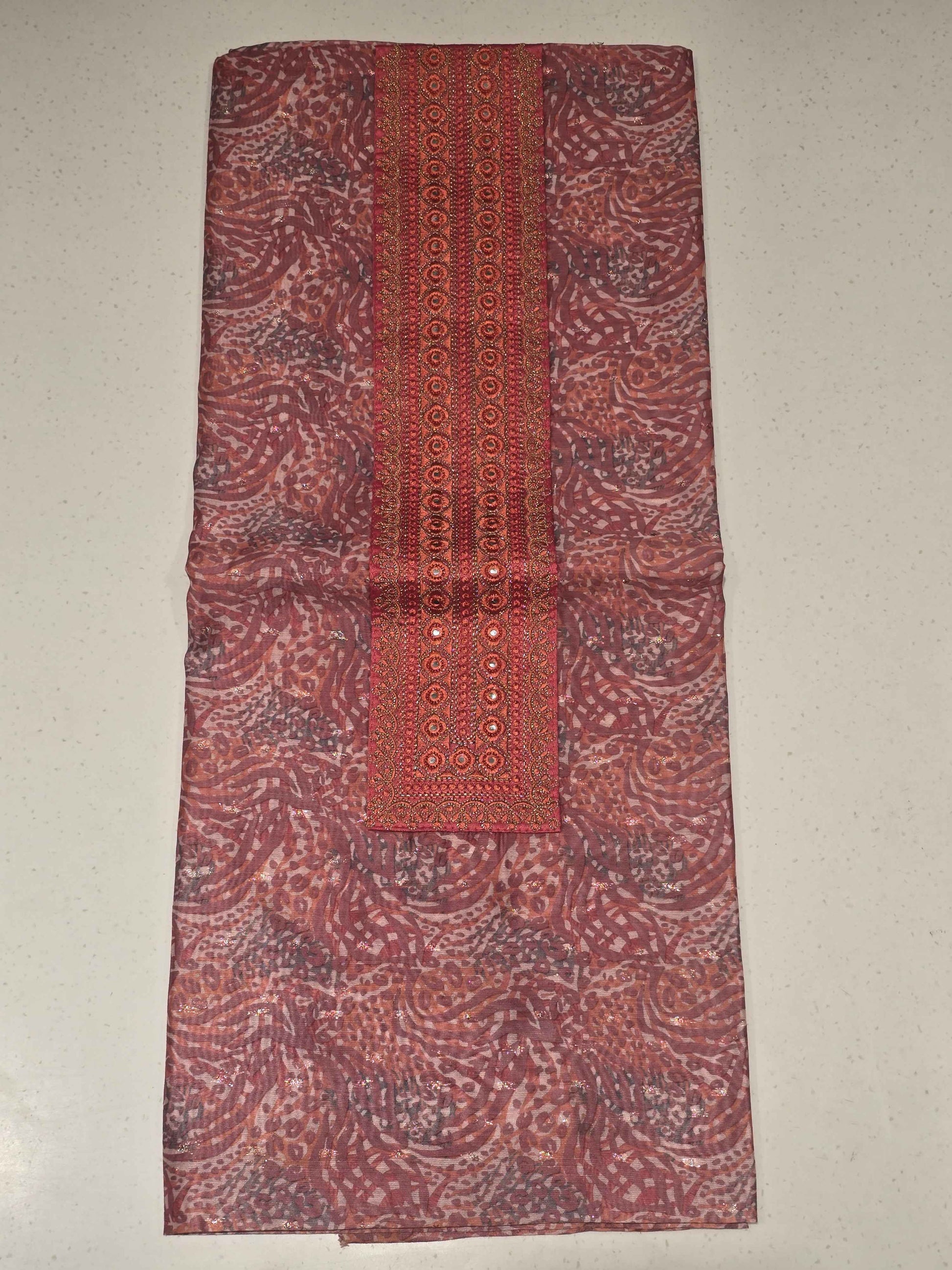 Printed Cotton dress material for women with sequin Dupatta