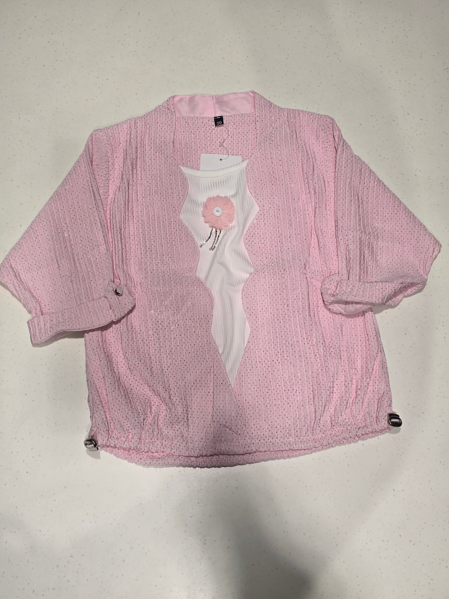 Girl's casual two-piece layered jacket top set